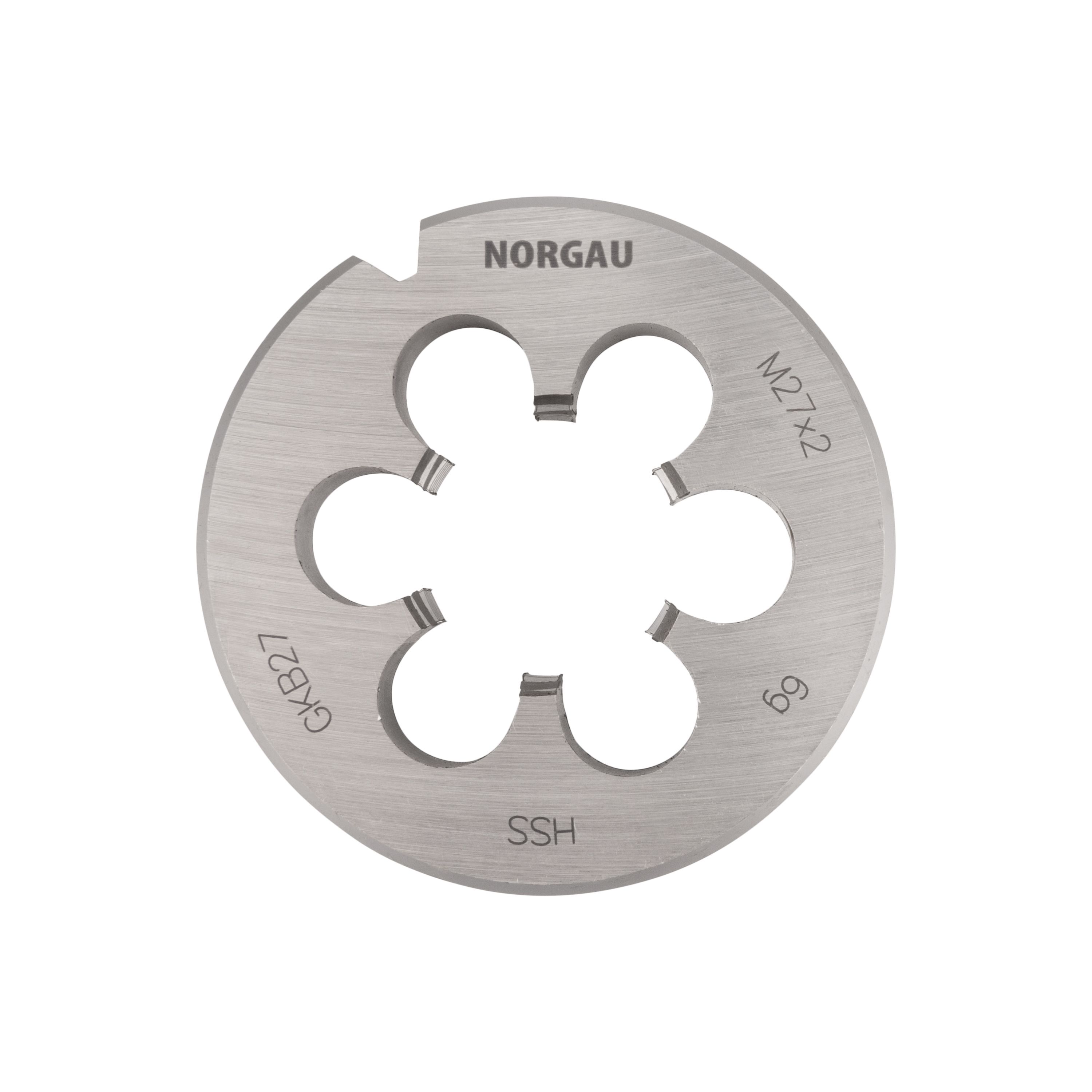 Плашка NORGAU Industrial MF27x2х65 мм. метрическая, угол 60, по DIN223, HSS плашка norgau industrial mf27x2х65 мм метрическая угол 60 по din223 hss