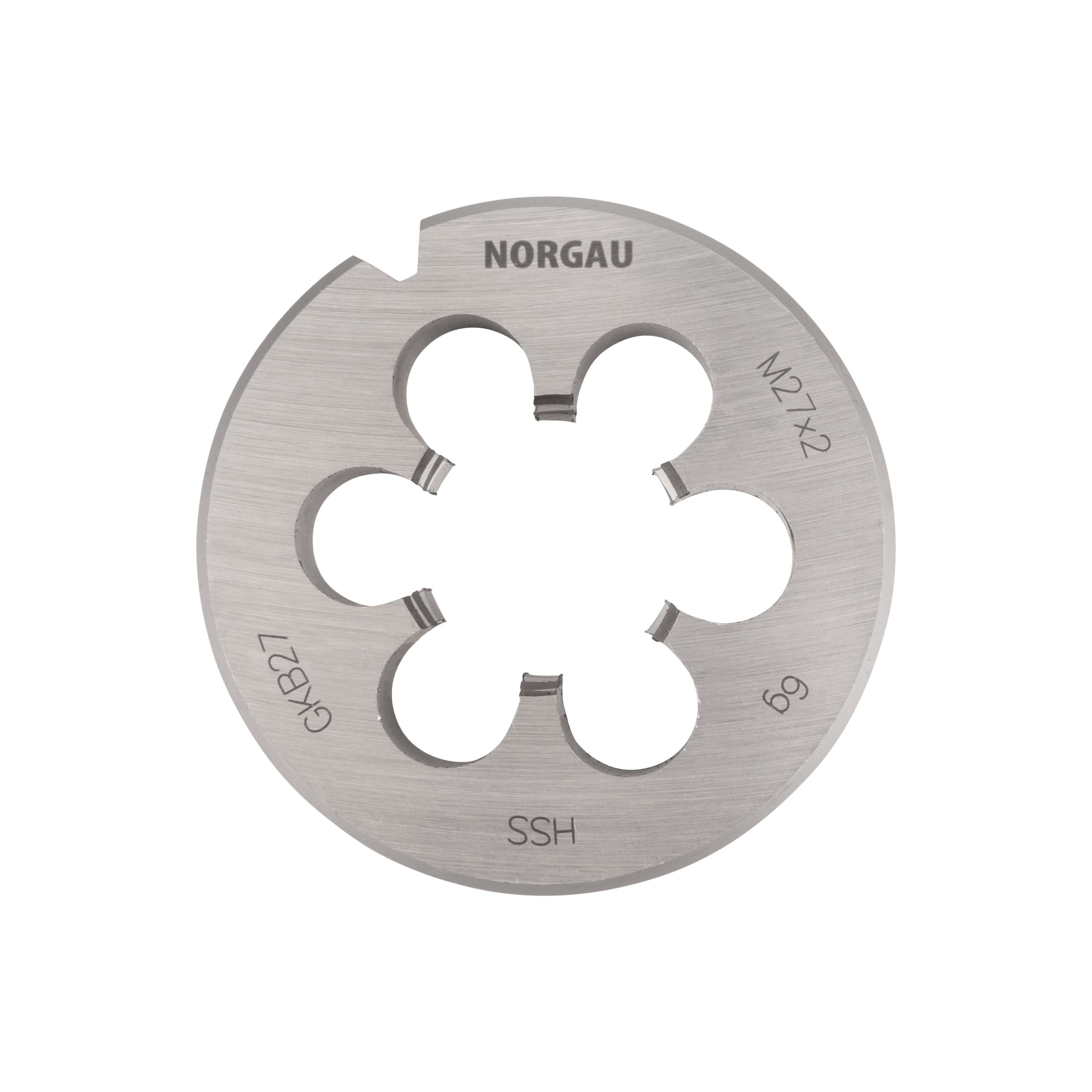 плашка м22х2 5 мм norgau industrial метрическая угол 60° по din223 hss Плашка NORGAU Industrial MF27x2х65 мм. метрическая, угол 60, по DIN223, HSS