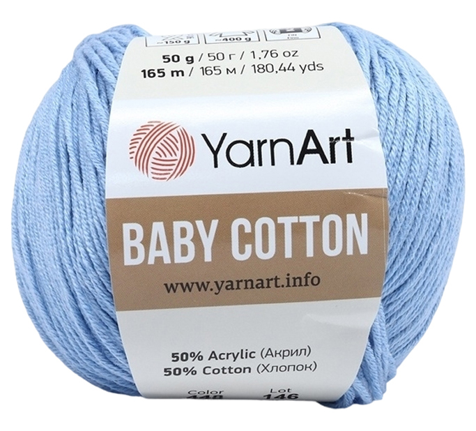 

Пряжа YarnArt Baby cotton (448), светло-голубой, 5 шт. по 50 г