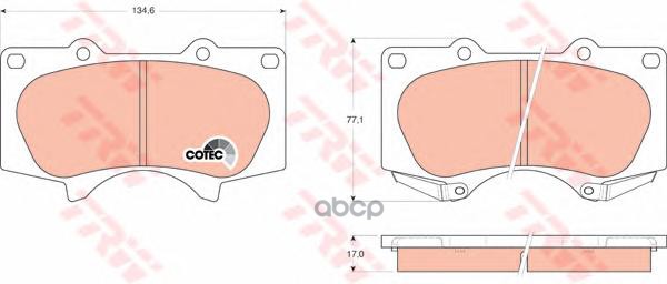 

Тормозные колодки TRW/Lucas дисковые для Toyota Hilux 00-05, Land Cruiser 02- GDB3364
