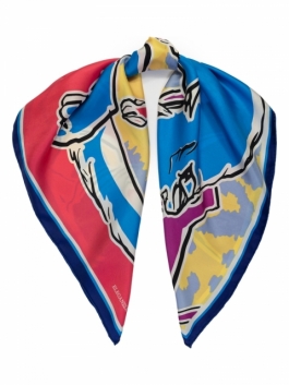 Платок женский ELEGANZZA 01-00039312 синий, 90х90 см