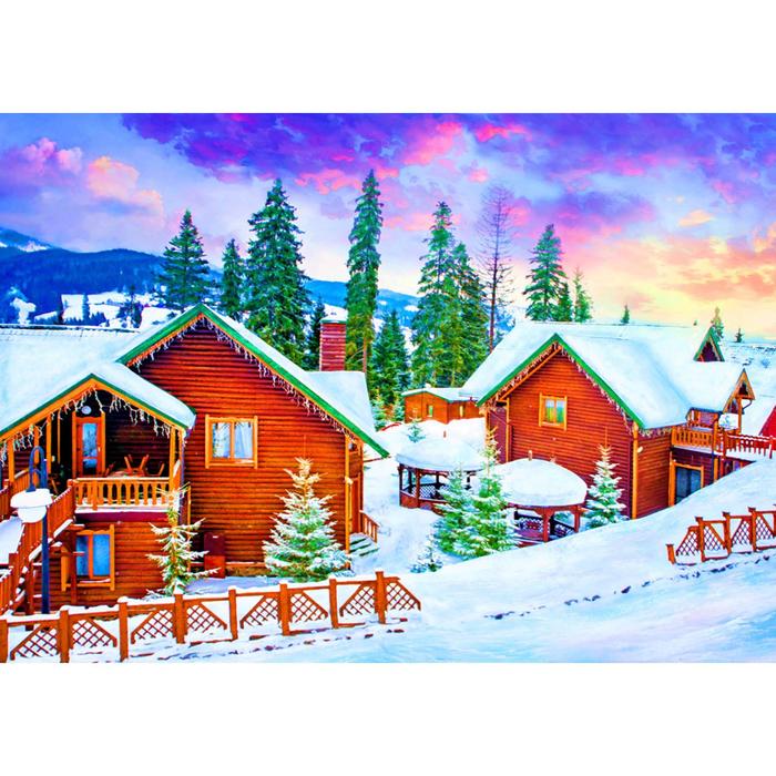 

Алмазная мозаика, 30×40 см, без подрамника, с полным заполнением, 35 цв. «Заснеженные дома