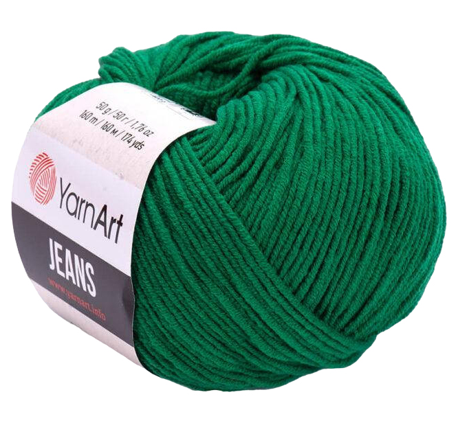 

Пряжа YarnArt Jeans (52), зеленый, 5 шт. по 50 г