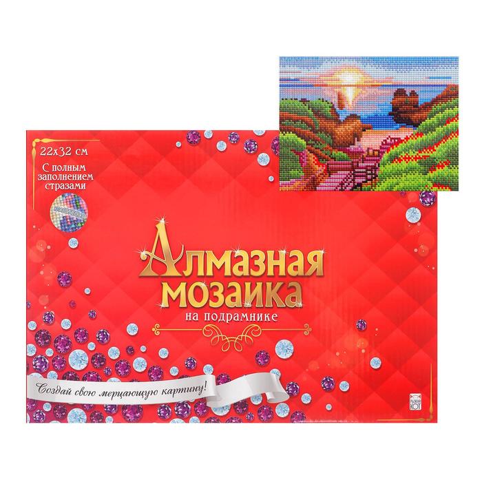 

Алмазная мозаика 22х32 см, c подрамником, с полным заполнением, 22 цвета «Рассвет на побер