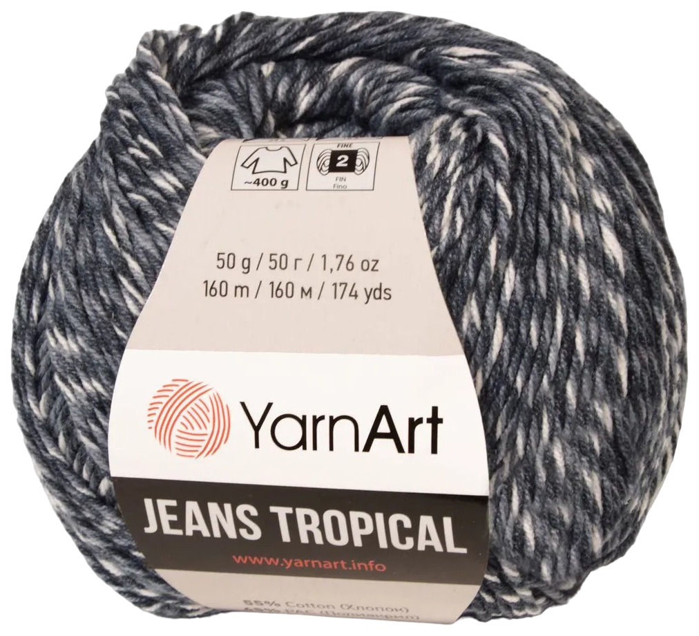 

Пряжа YarnArt Jeans Tropical (611), мулине, 5 шт. по 50 г, Серый