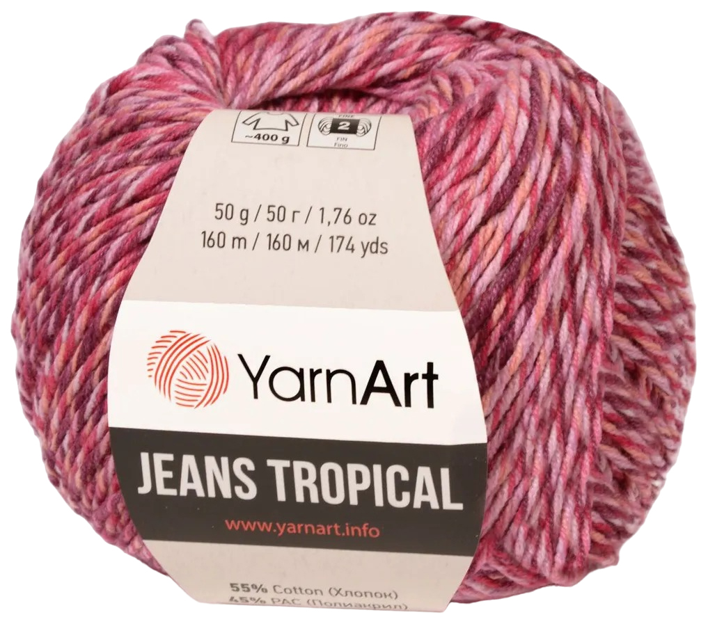 

Пряжа YarnArt Jeans Tropical (615), мулине, 5 шт. по 50 г, Розовый