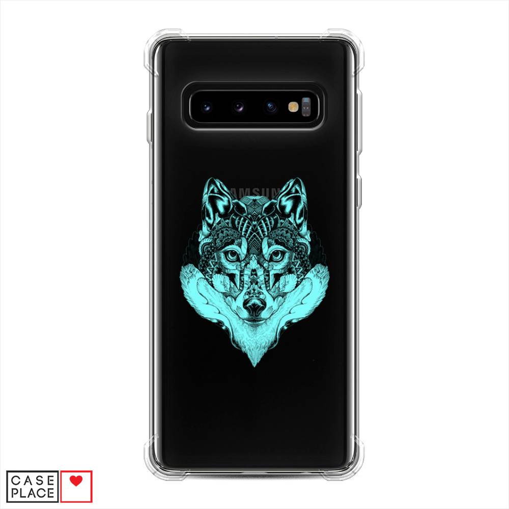 

Чехол Awog на Samsung Galaxy S10 "Бирюзовый волк", Разноцветный, 27051-1