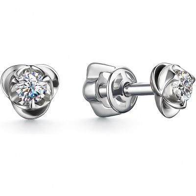 

Серьги из белого золота с бриллиантом АЛЬКОР 24491-200, 24491-200