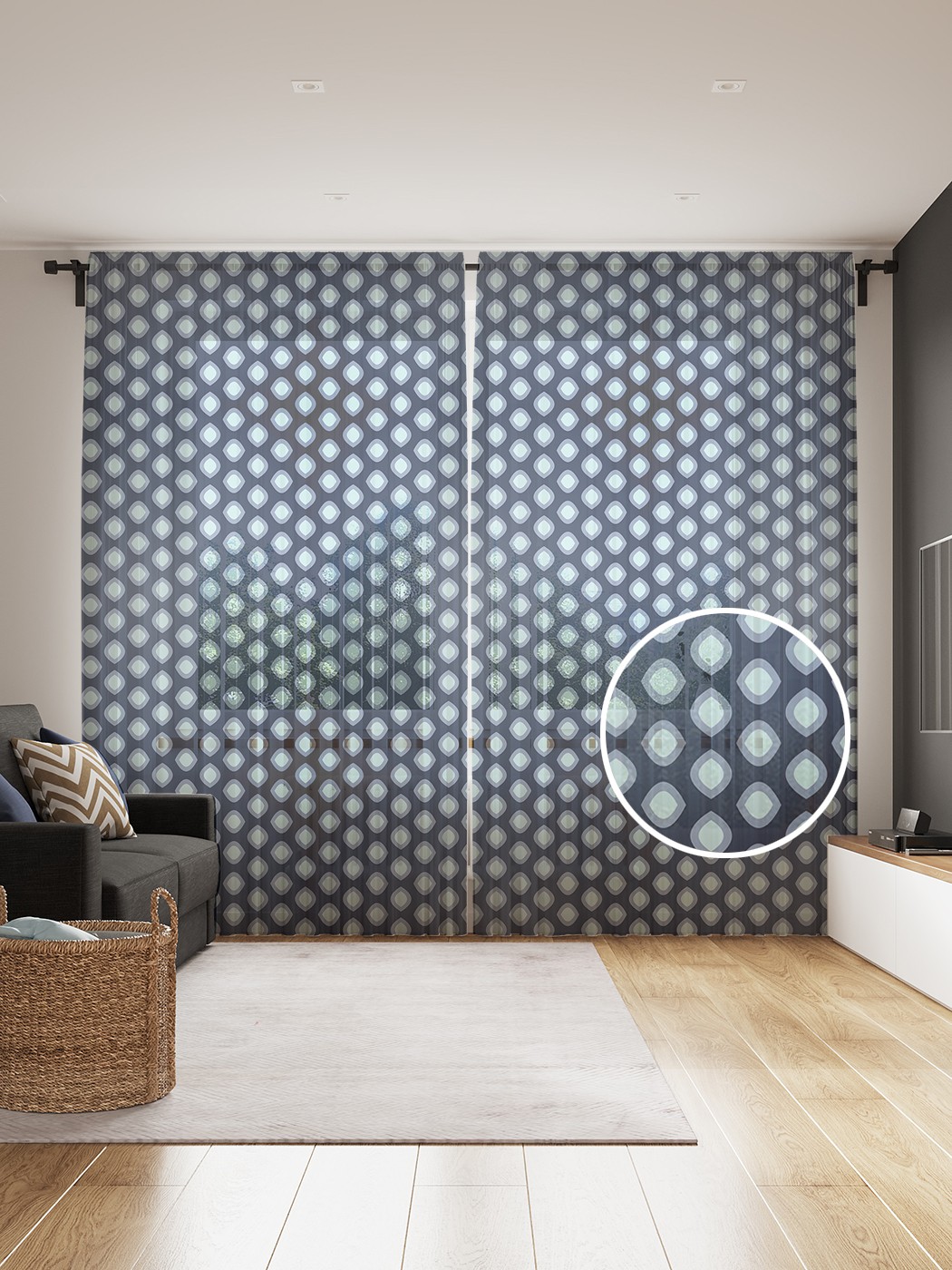 фото Фототюль joyarty "геометрическая сетка", 145x265см, 2 полотна, лента, 50 крючков