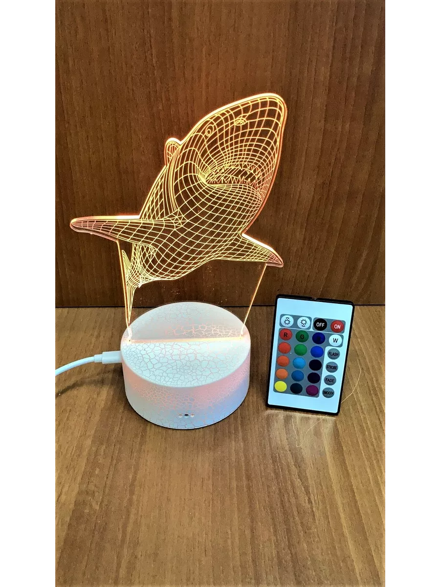 

3D Светильник с пультом Акула 75