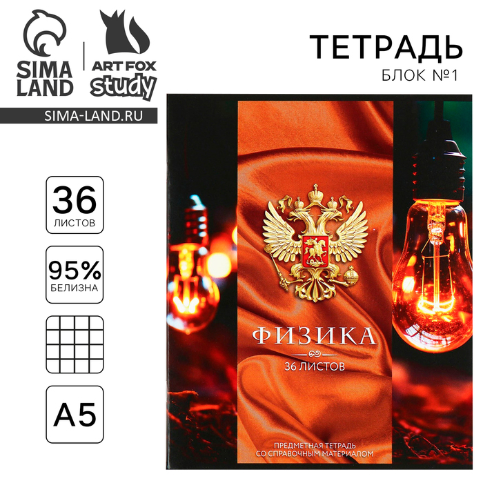 

Тетрадь предметная ArtFox STUDY Россия Физика А5 36 л на скрепке