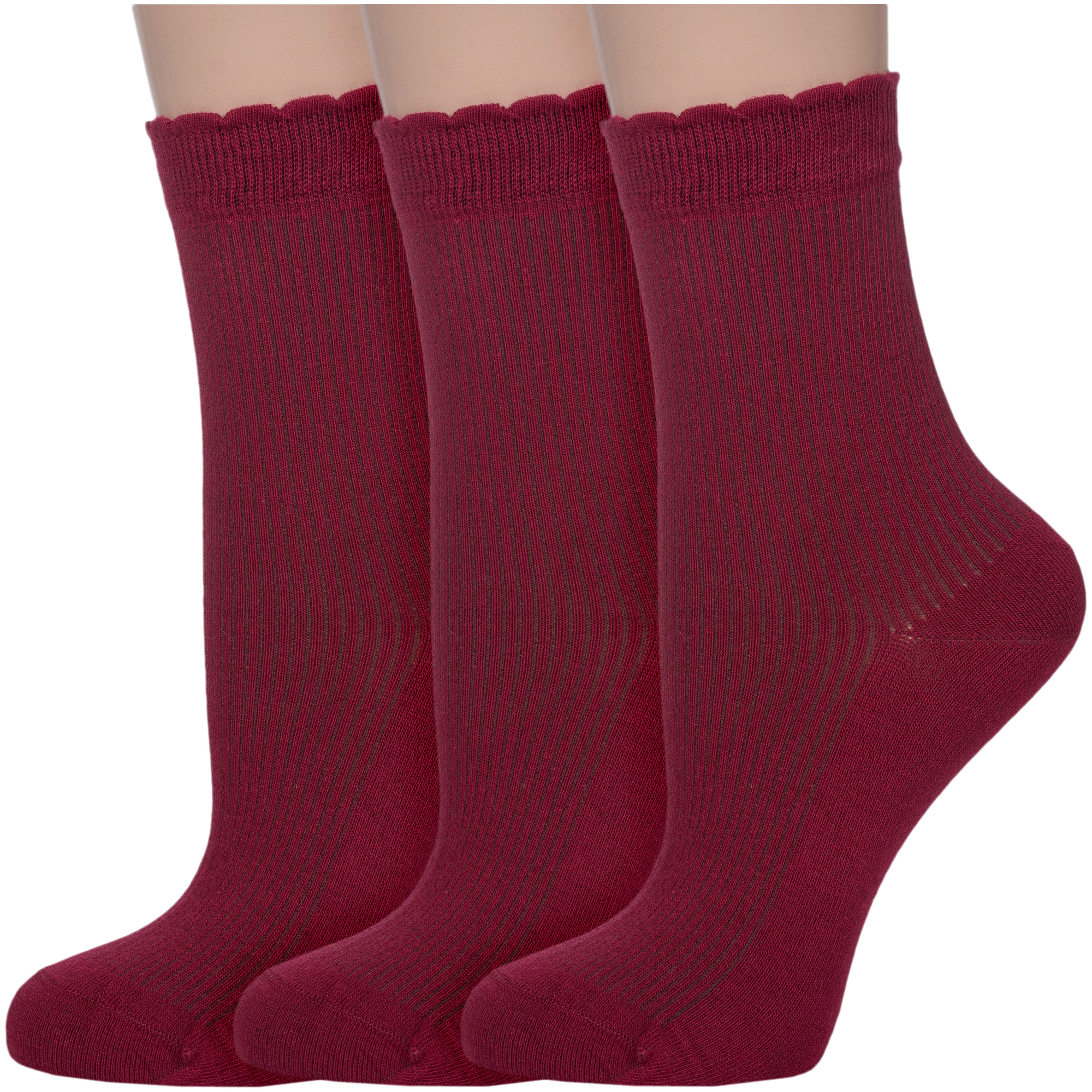 Комплект носков женских АКОС 3-LFW41 бордовых 21-23