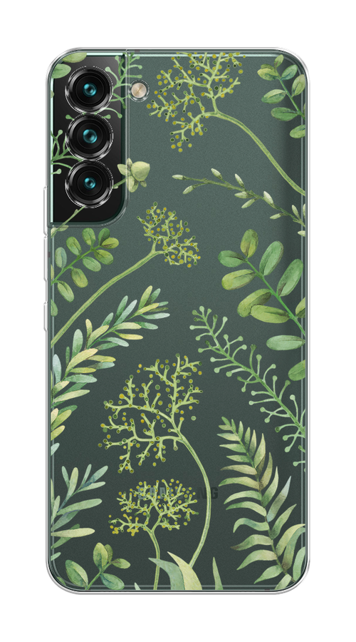 

Чехол на Samsung Galaxy S22 Plus "Green Leaves", Зеленый;прозрачный, 2103950-1