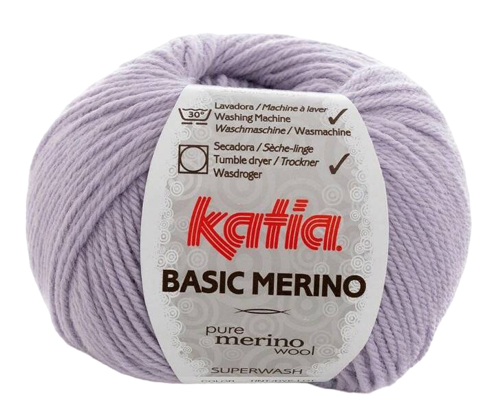 

Пряжа Katia Basic Merino (77), сиреневый дым, 5 шт. по 50 г