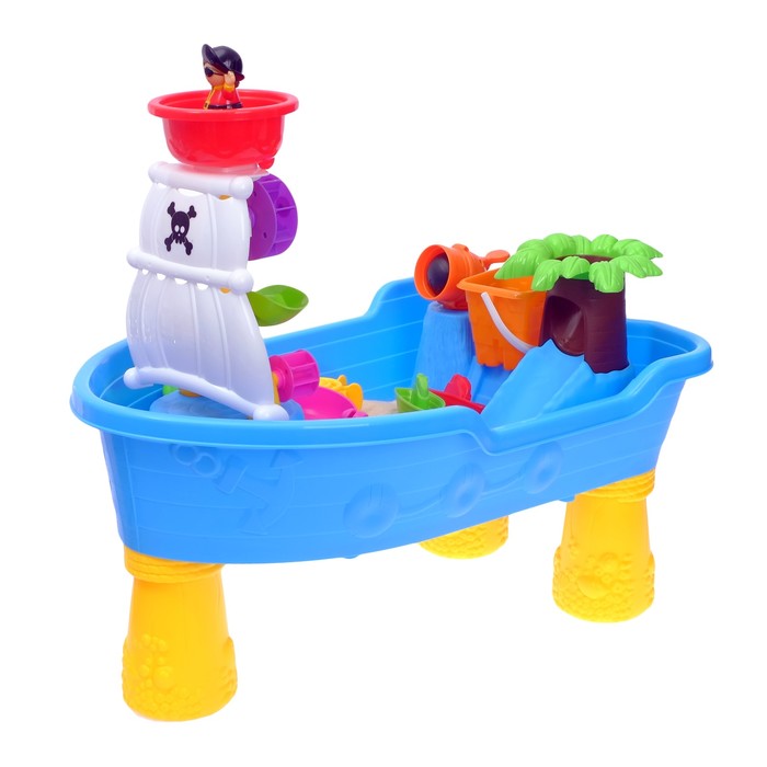 Столик игровой «Кораблик», с песочным набором, 16 аксессуаров для игры с песком и водой, о голуби или игры на свежем воздухе