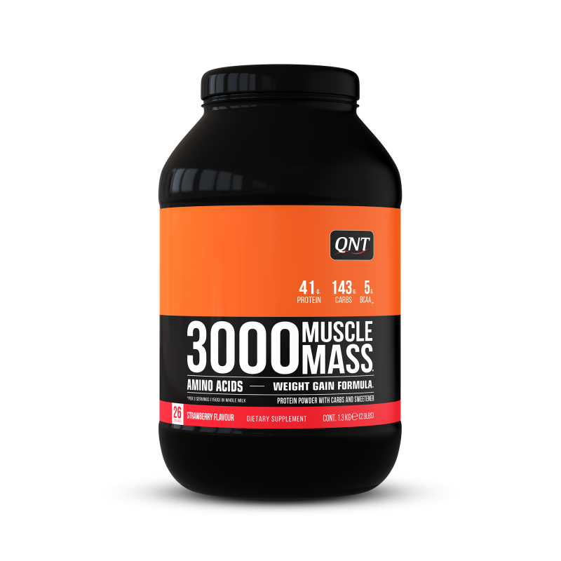 QNT Muscle Mass 3000 1300g (1300 гр.), Клубника