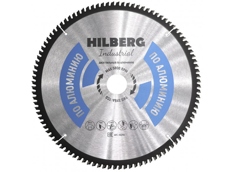 Диск Trio Diamond Hilberg Industrial HA250 пильный по алюминию 250x30mm 100 зубьев пильный диск по алюминию elitech