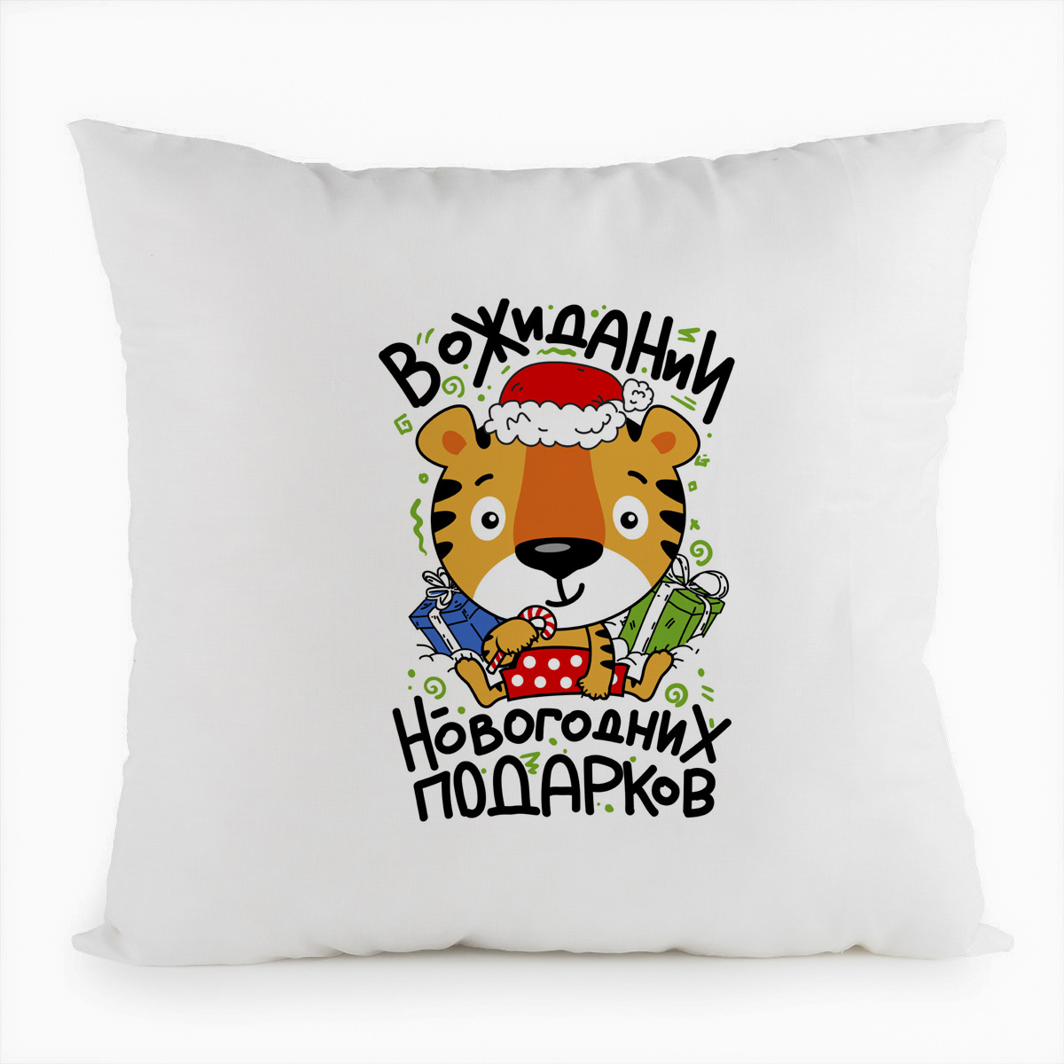 

Подушка белая CoolPodarok В ожидании Новогодних подарков, Белый