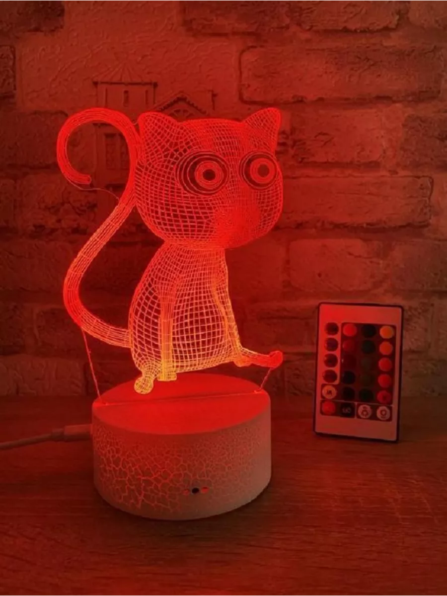

3D Ночник Кот, с пультом, 04-све231
