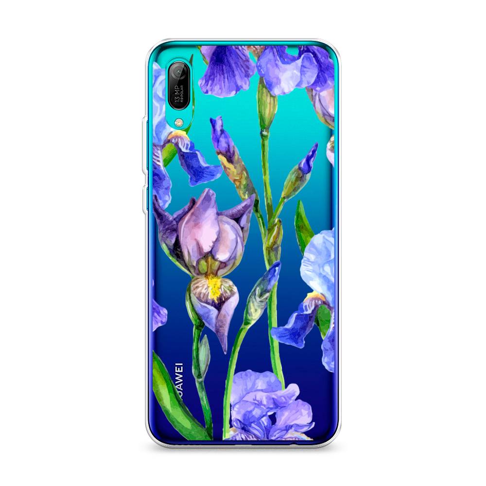 фото Чехол awog "синие ирисы" для huawei y6 pro (prime) 2019