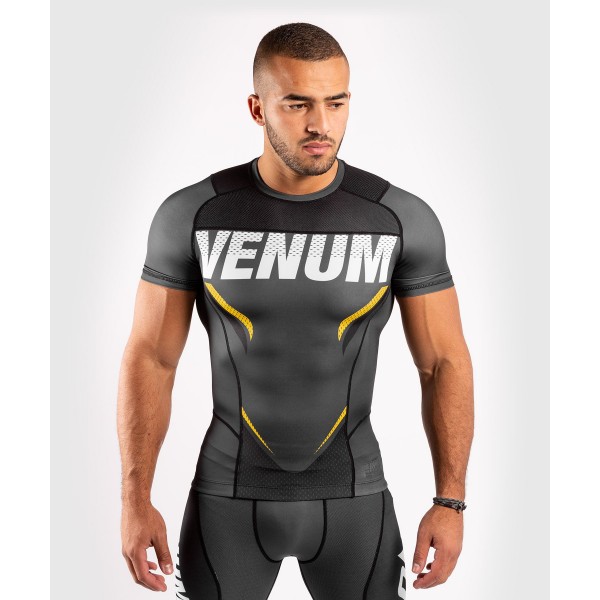 

Рашгард Venum Impact S/S grey/yellow, XXL INT, Impact S/S