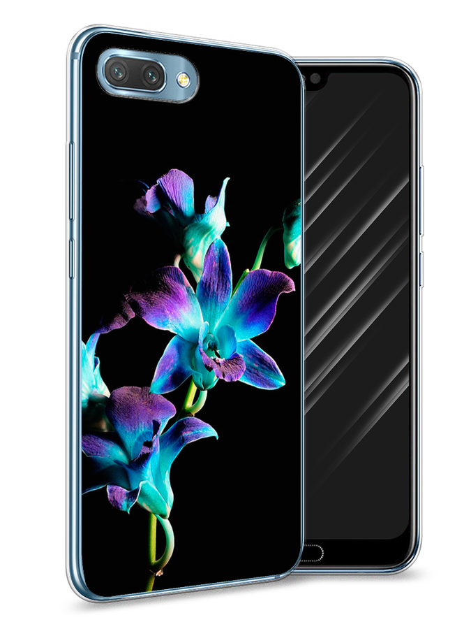 фото Чехол awog "синий цветок для черном" для honor 10