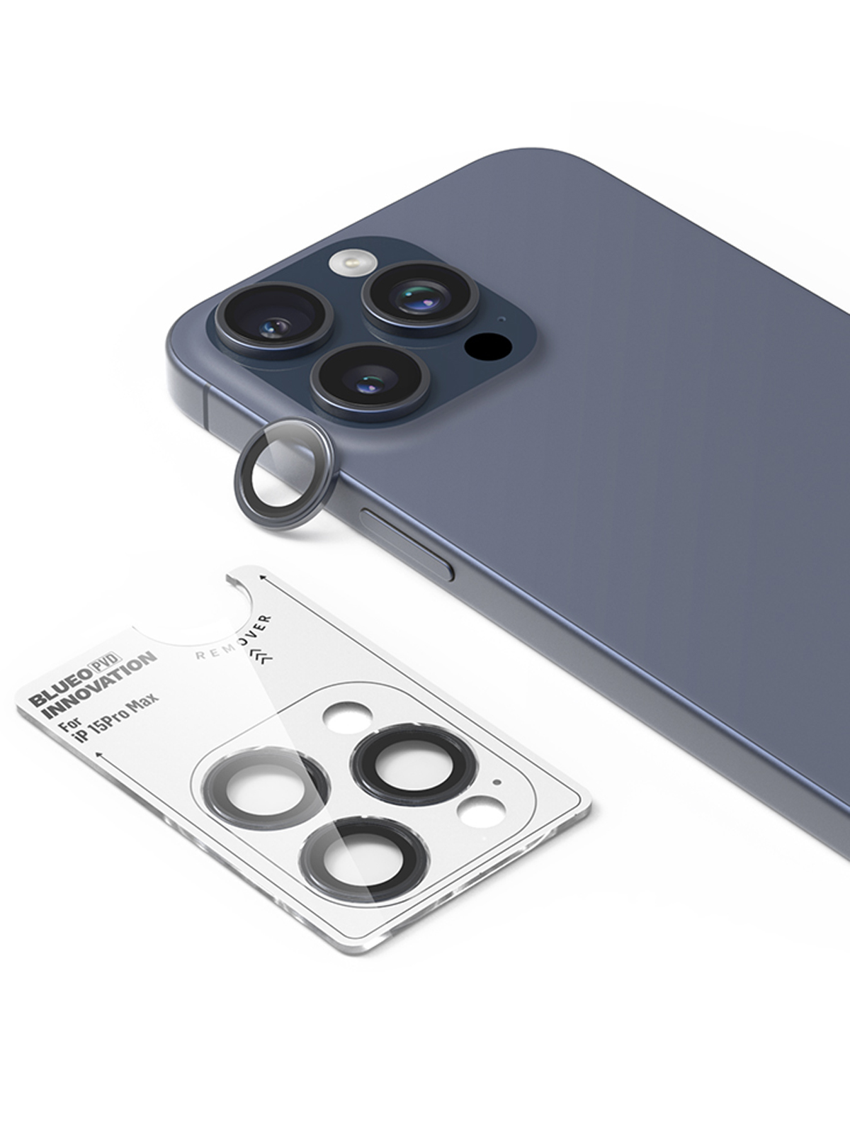 Защитное стекло BlueO для камеры iPhone 15 Pro Max stainless steel 3 шт. Blue