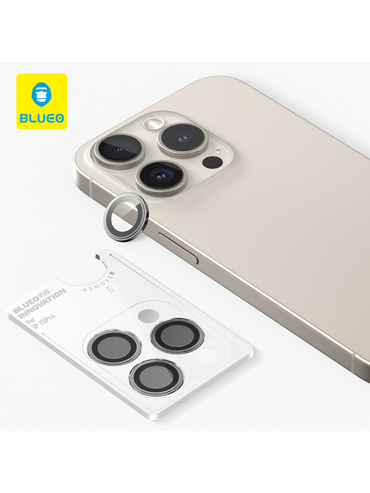 

Защитное стекло BlueO для камеры iPhone 15 Pro stainless steel 3 шт. Grey