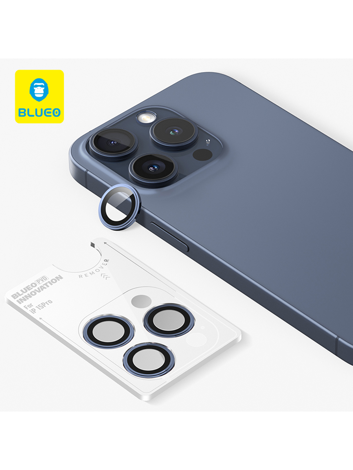 

Защитное стекло BlueO для камеры iPhone 15 Pro stainless steel 3 шт. Blue