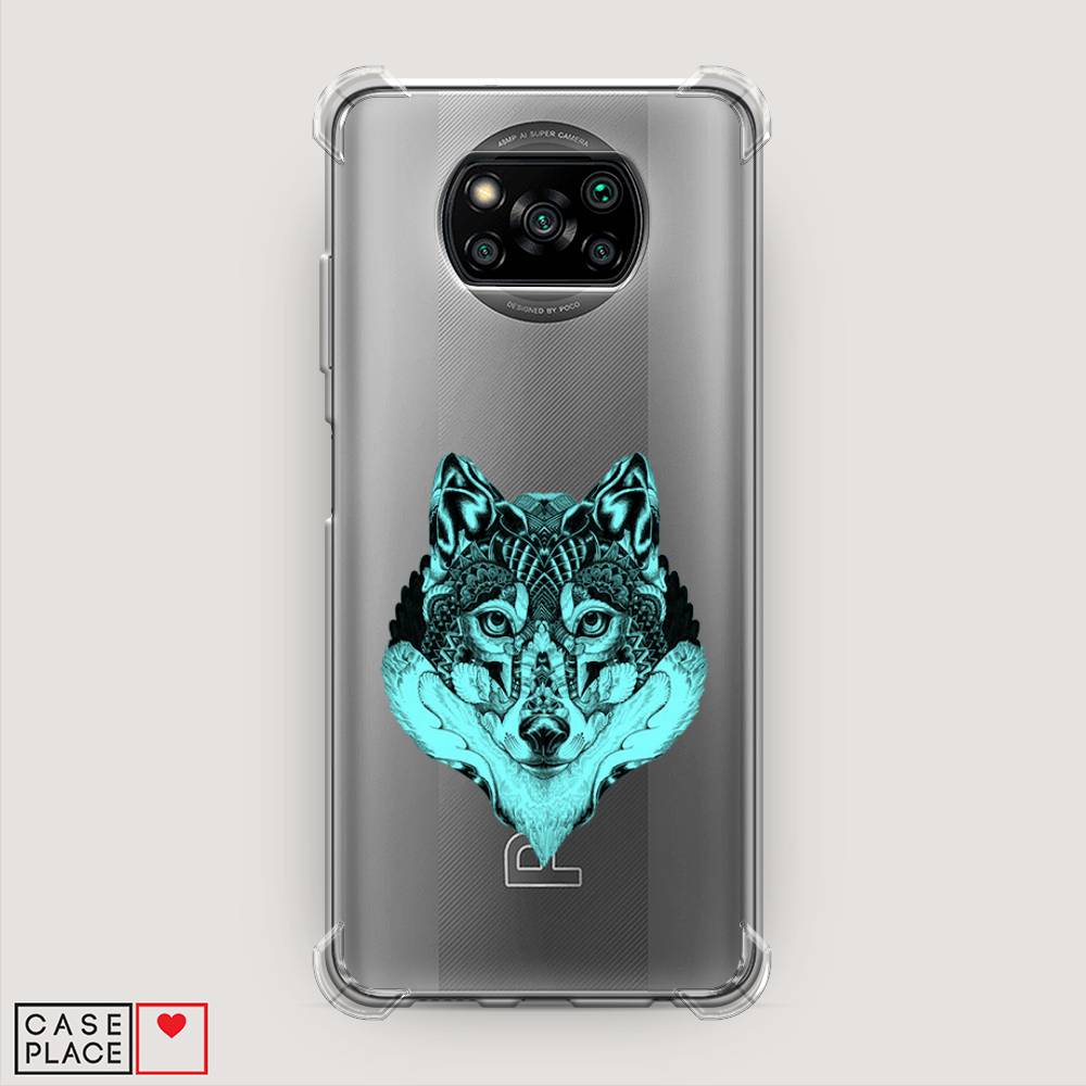 

Чехол Awog на Poco X3/X3 Pro "Бирюзовый волк", Разноцветный, 310651-1