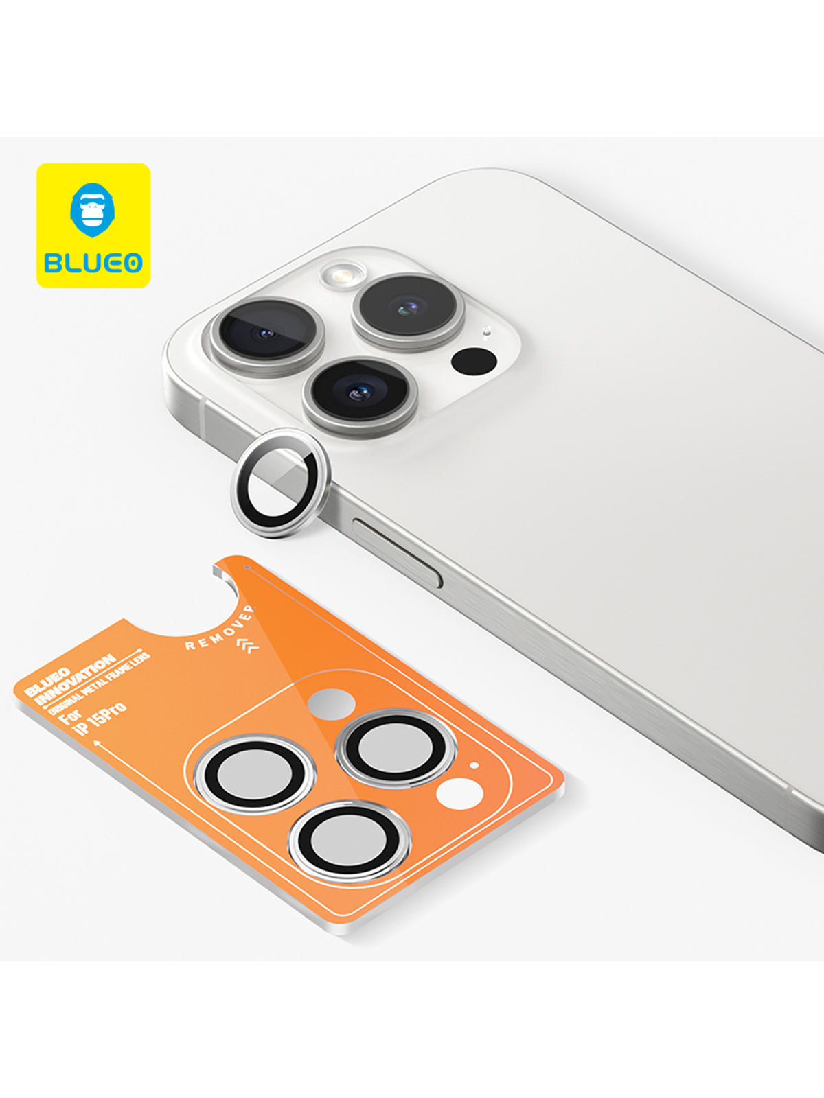

Защитное стекло BlueO для камеры iPhone 15 Pro Armor metal 3 шт. Silver