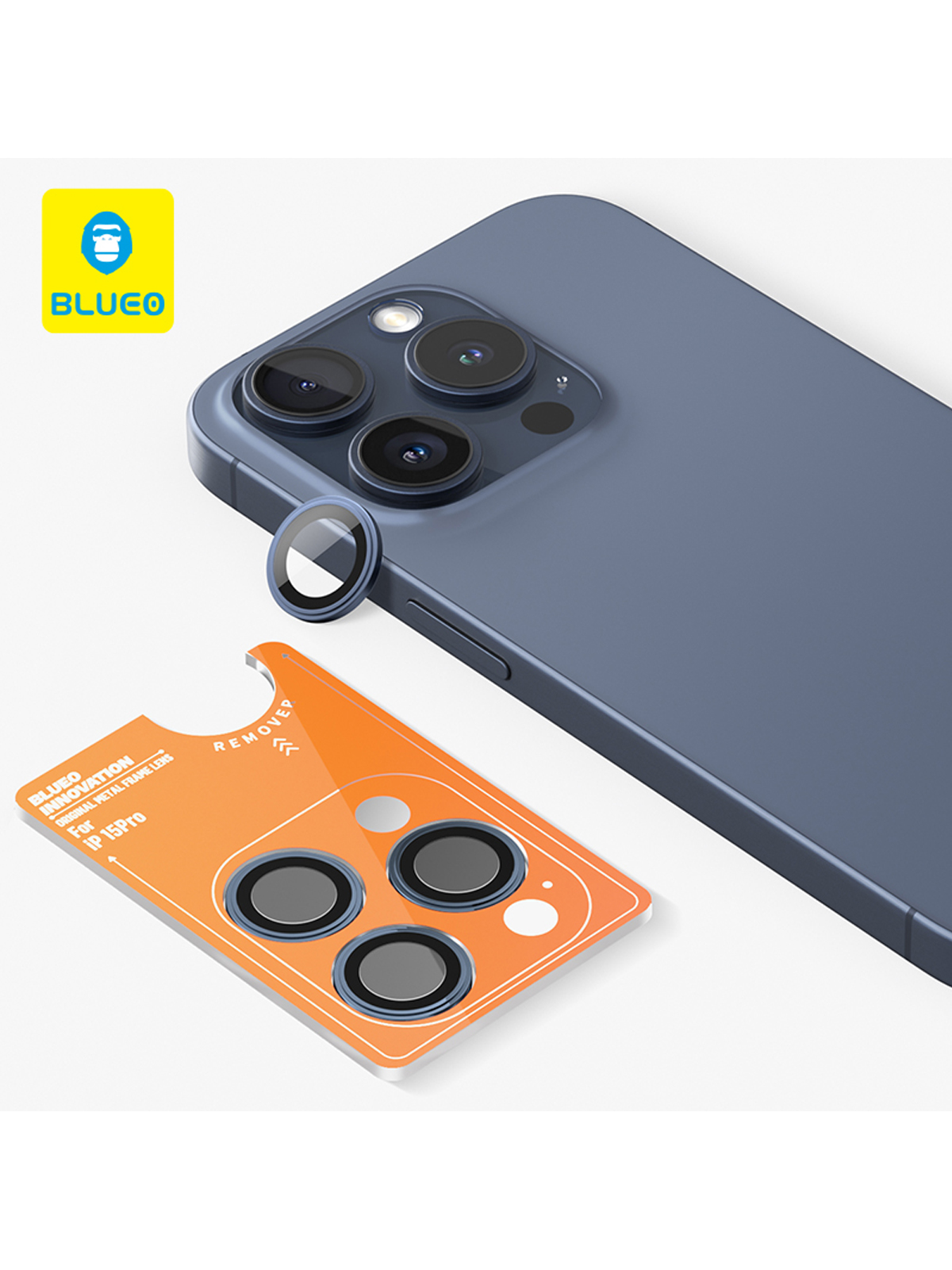

Защитное стекло BlueO для камеры iPhone 15 Pro Armor metal 3 шт. Blue