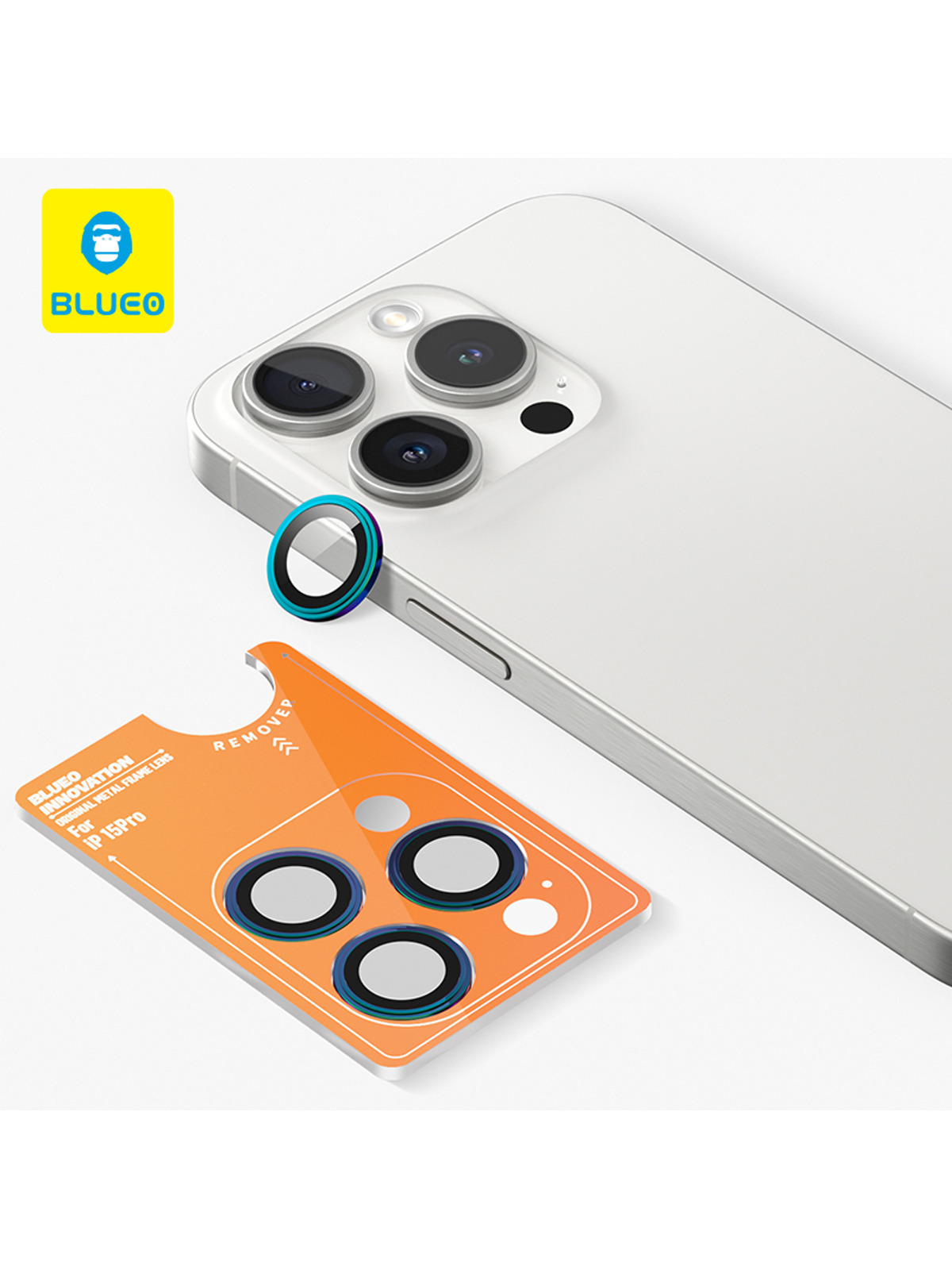 

Защитное стекло BlueO для камеры iPhone 15 Pro Armor metal 3 шт. Colorful