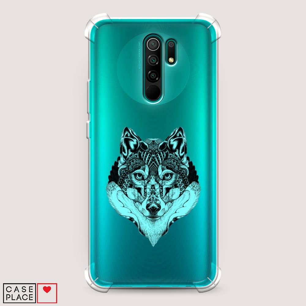 

Чехол Awog на Xiaomi Redmi 9 "Бирюзовый волк", Разноцветный, 38351-1