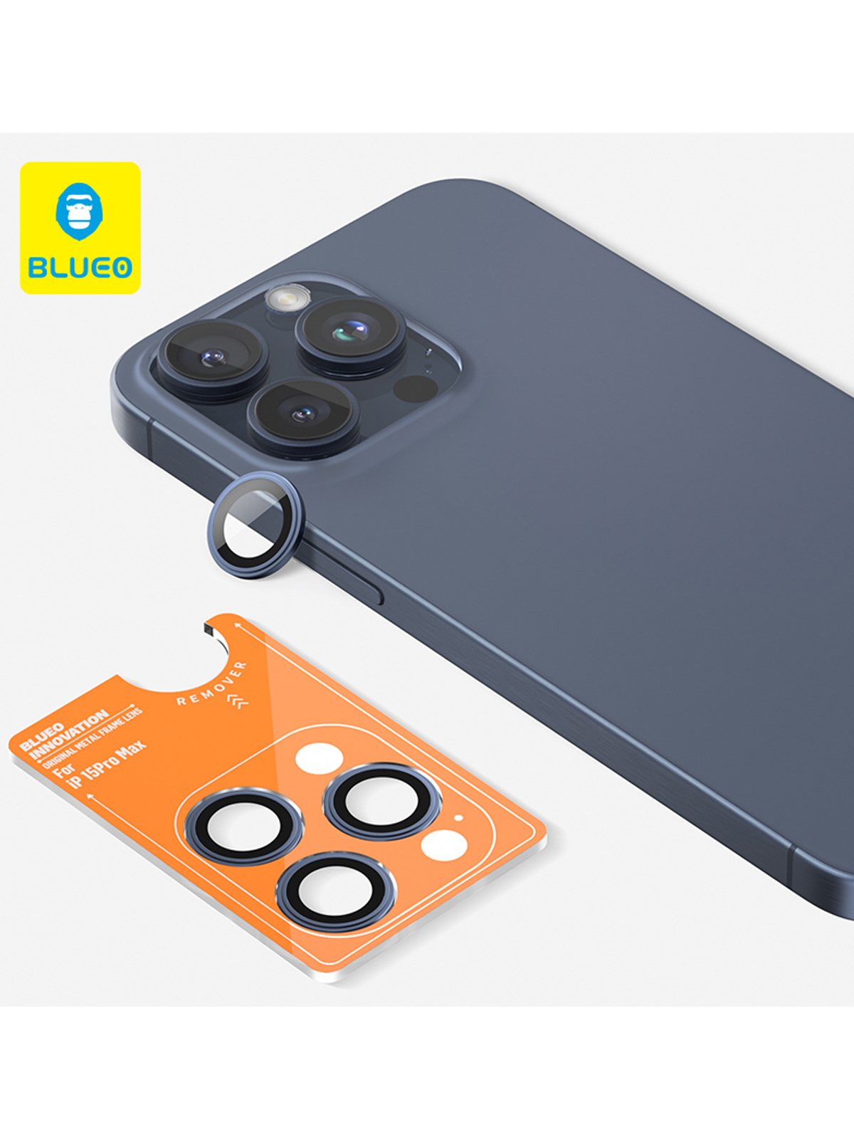 

Защитное стекло BlueO для камеры iPhone 15 Pro Max Armor metal 3 шт. Blue