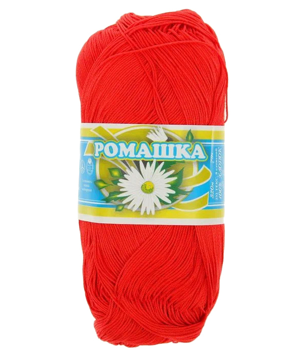

Пряжа ПНК им.Кирова Ромашка (0810), алый, 5 шт. по 75 г, Красный