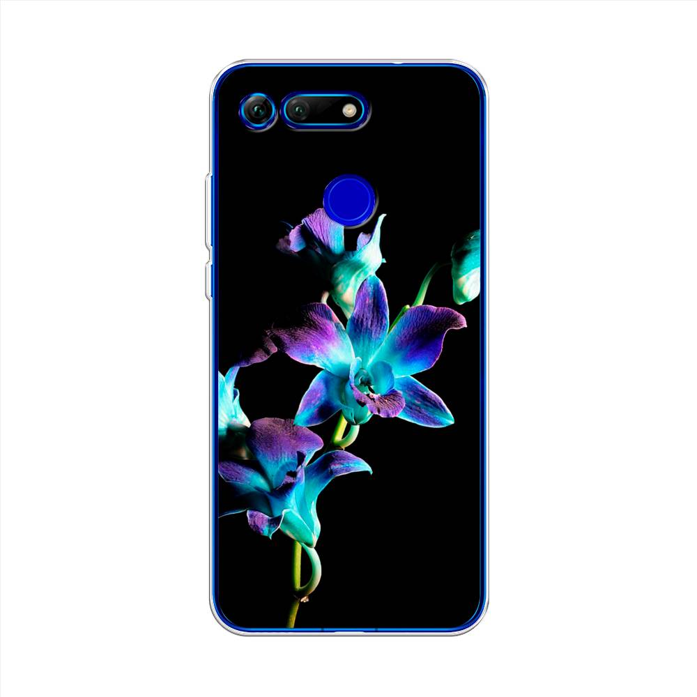 фото Чехол awog "синий цветок для черном" для huawei honor v20 (view 20)