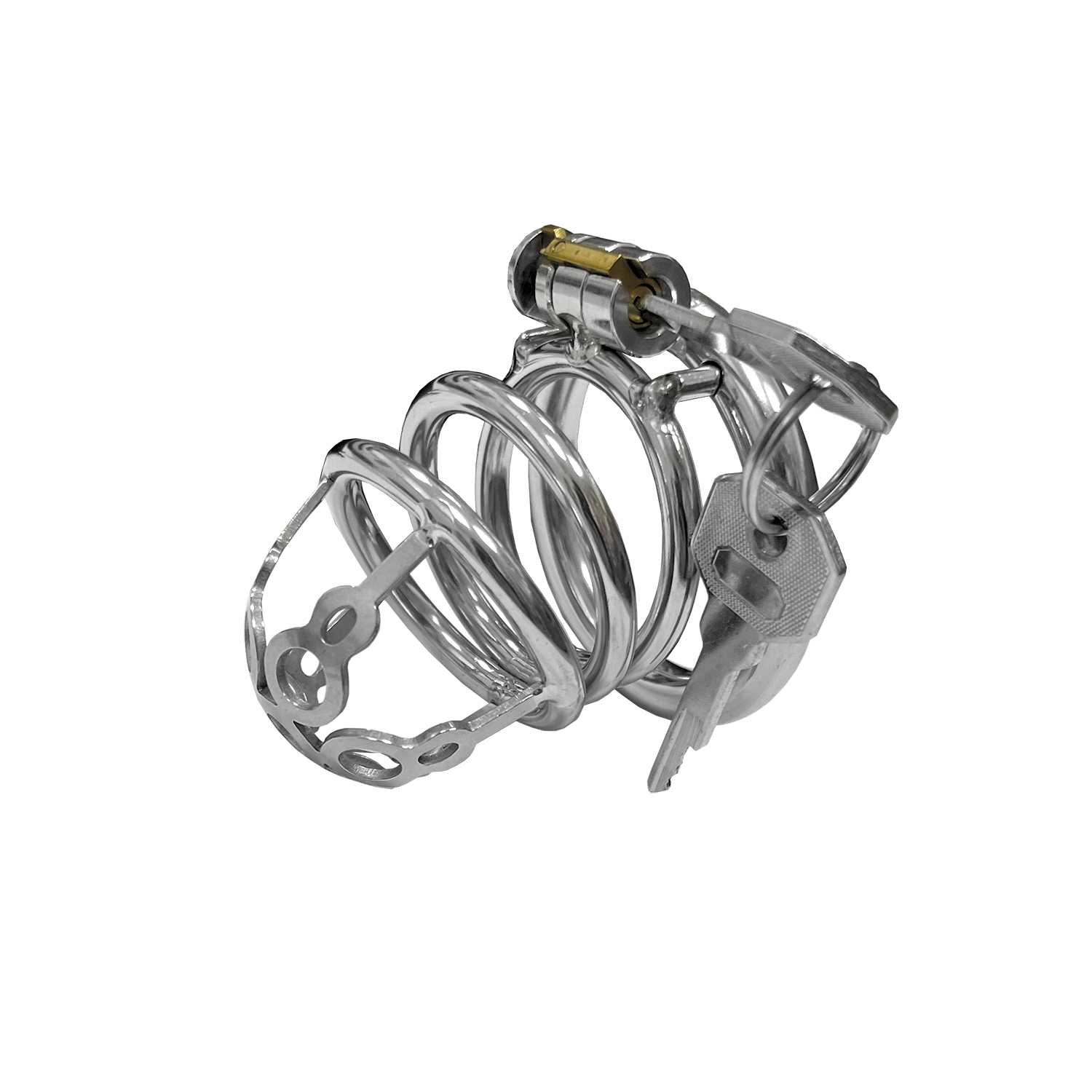 Мужской пояс верности LoveMachines с замком, серебристый, диаметр 4,5 см