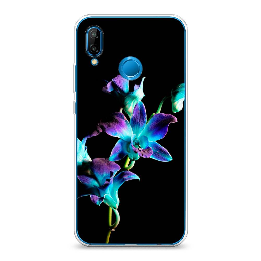 фото Чехол awog "синий цветок для черном" для huawei nova 3e