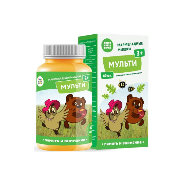 

Витамины и Минералы Мармеладные мишки, пастилки жевательные, 60 шт