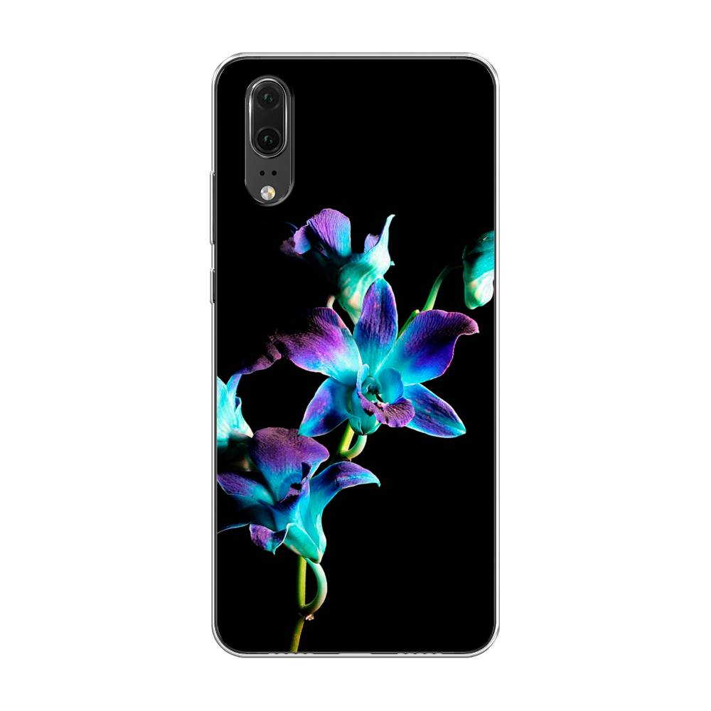 фото Чехол awog "синий цветок для черном" для huawei p20