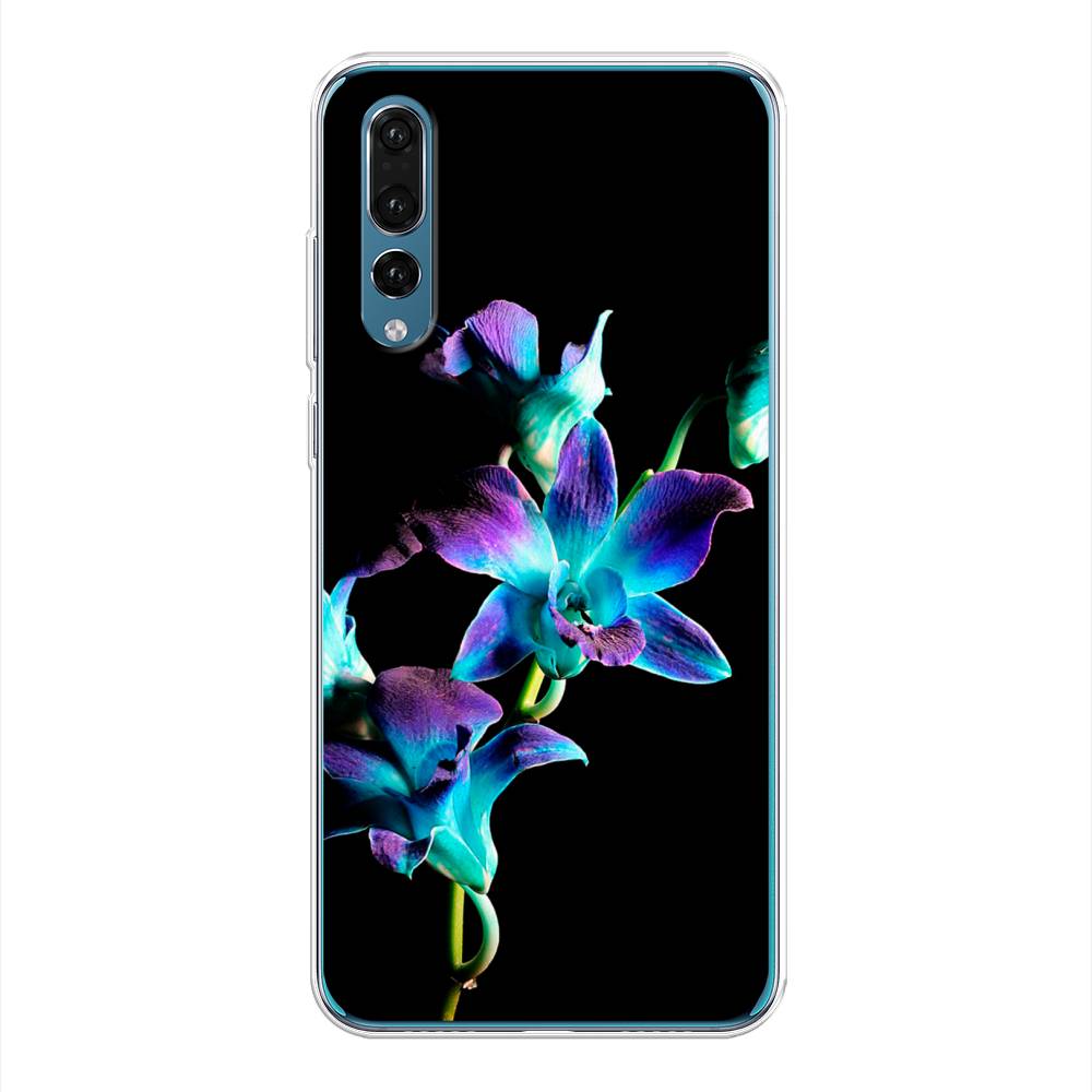 фото Чехол awog "синий цветок для черном" для huawei p20 pro