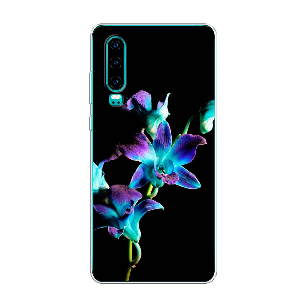 фото Чехол awog "синий цветок для черном" для huawei p30