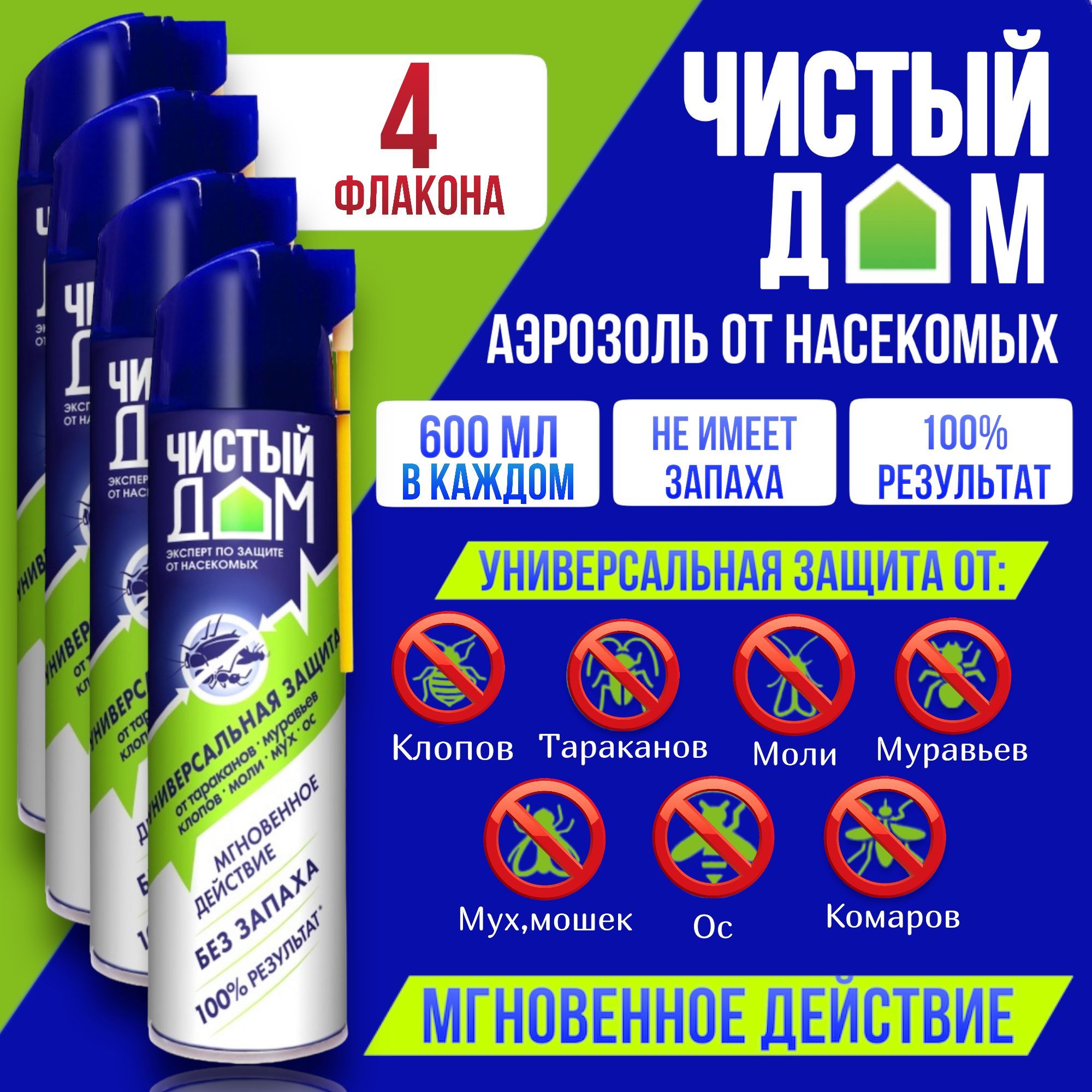 

Аэрозоль от насекомых Чистый дом 4664 600 мл