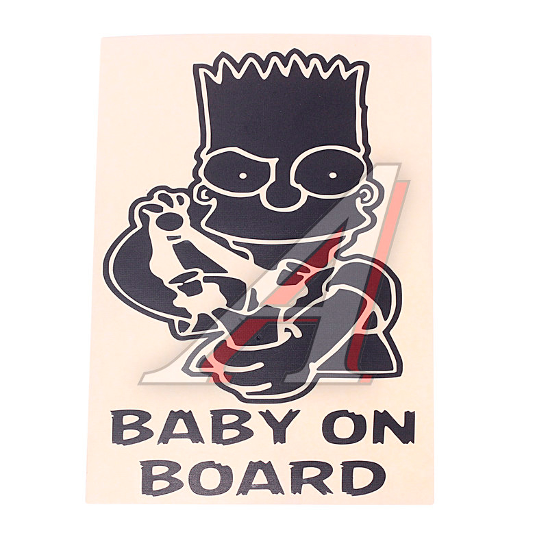 фото Наклейка виниловая вырезанная "baby on board" 12х17см черная autostickers 07555