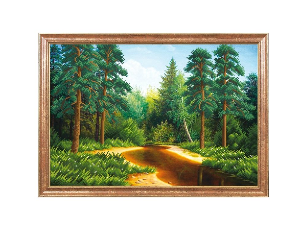 

Рисунок на ткани «Лес у реки»