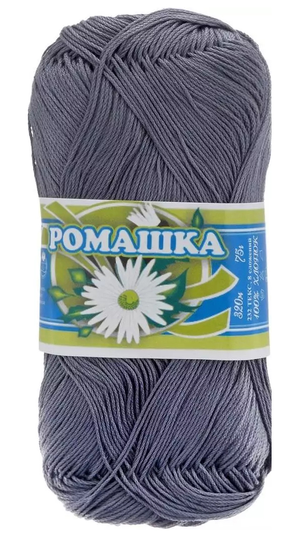 

Пряжа ПНК им.Кирова Ромашка (7004), сталь, 5 шт. по 75 г, Серый