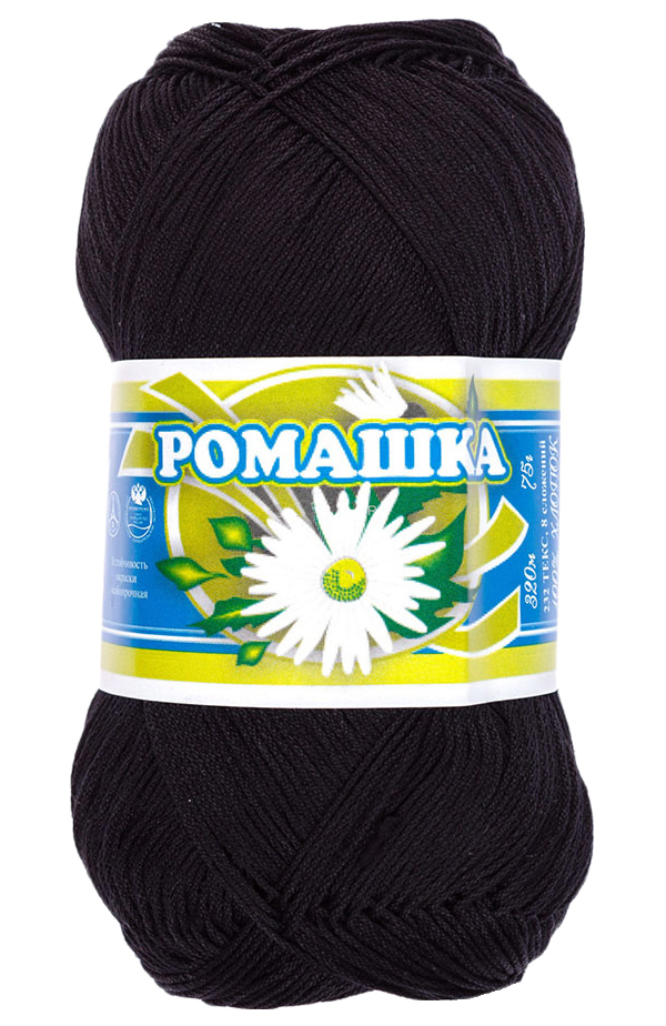 

Пряжа ПНК им.Кирова Ромашка (7214), черный, 5 шт. по 75 г