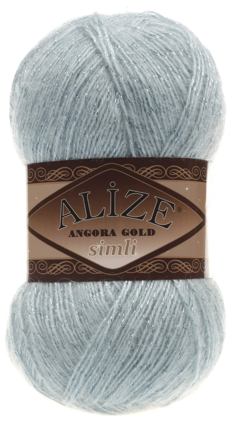 

Пряжа ALIZE Angora Gold simli (114), светло-аква, 5 шт. по 100 г, Голубой