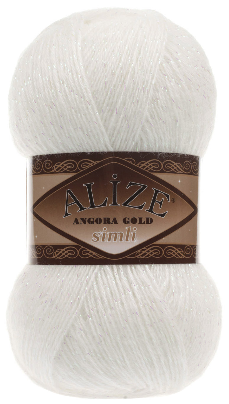 

Пряжа ALIZE Angora Gold simli (450), белый, 5 шт. по 100 г
